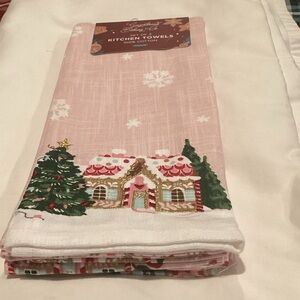Pink Gingerbread Kitchen Towels - set of 3